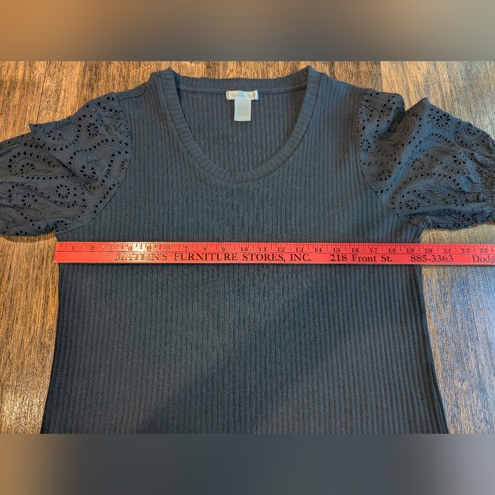 Design‎ History Black Ribbed Ruffled Blouse - Picture 8 of 9